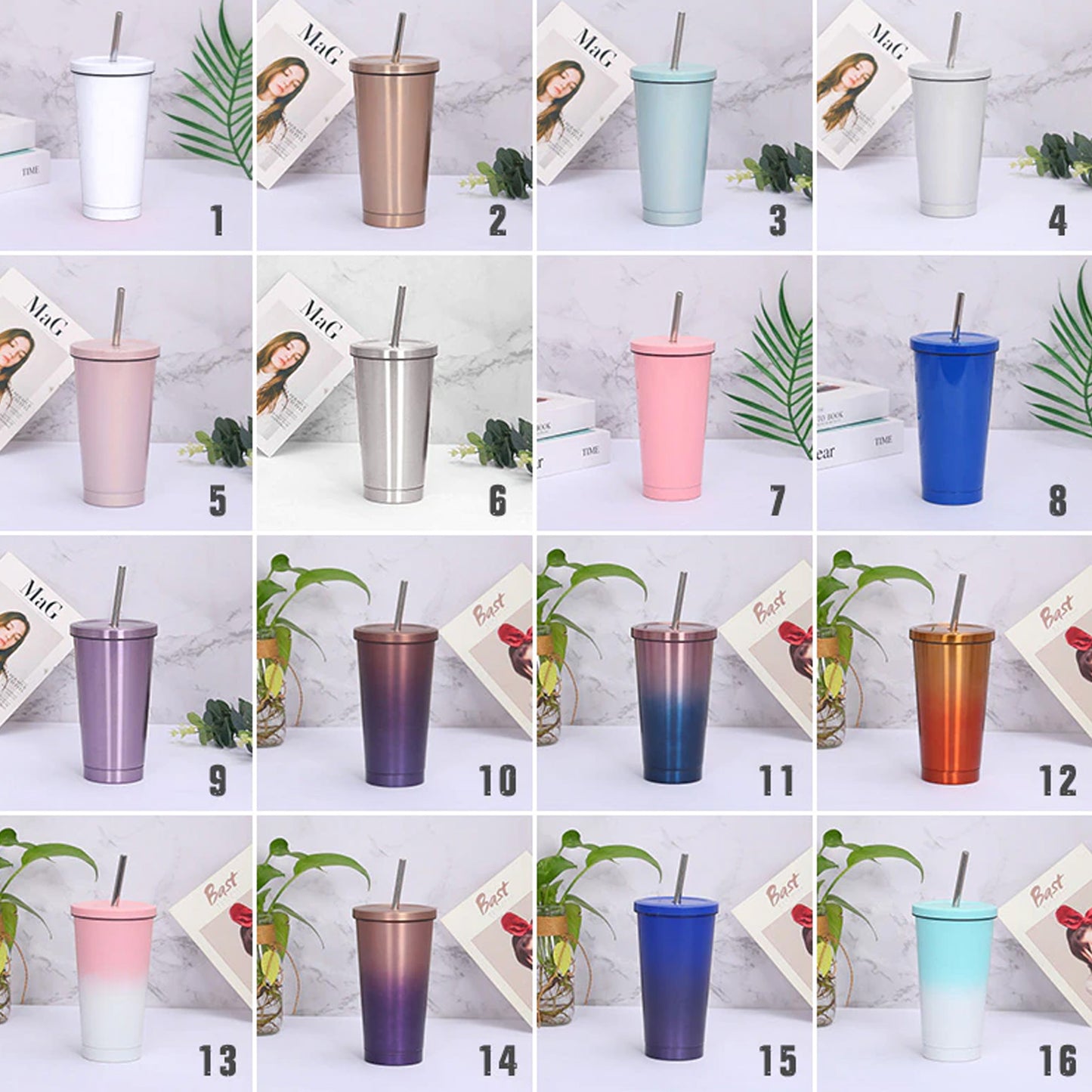 便攜旅行不銹鋼杯帶吸管 EC-H1006